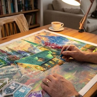 Peinture diamant | Église ou Villa Scintillante - Atelier Pièce par Pièce - Puzzle & Art