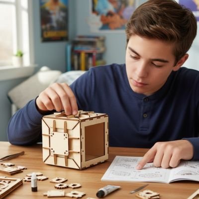 Puzzle 3d bois modèle coffret de sureté