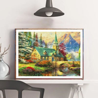 Peinture diamant | Église ou Villa Scintillante - Atelier Pièce par Pièce - Puzzle & Art