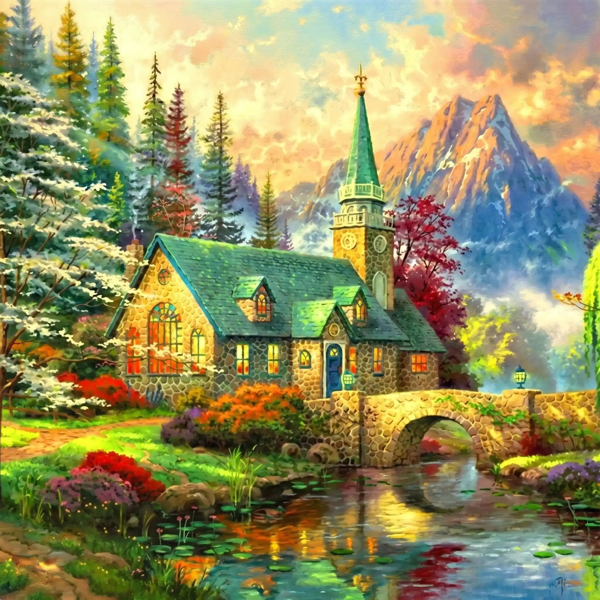 Peinture diamant | Église ou Villa Scintillante - Atelier Pièce par Pièce - Puzzle & Art