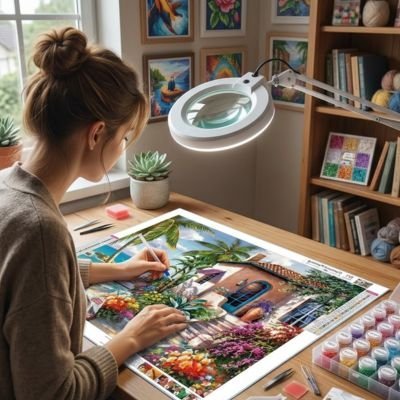 Peinture diamant | Église ou Villa Scintillante - Atelier Pièce par Pièce - Puzzle & Art