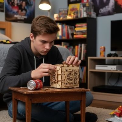 Puzzle 3d bois modèle coffre-fort 