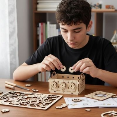 Puzzle 3d bois coffret avec plan de fabrication